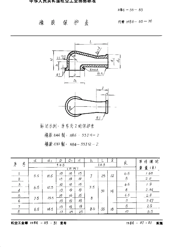 HB 6-33-1983 橡胶保护套