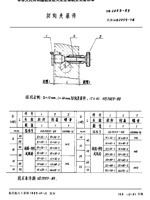 HB 2059-1989 切向夹紧件