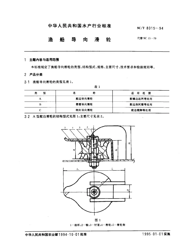 SCT 8015-1994 渔船导向滑轮