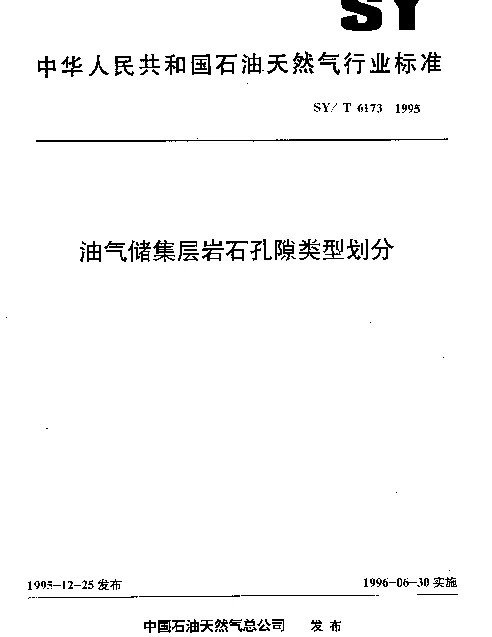 SYT 6173-1995 油气储集层岩石孔隙类型划分