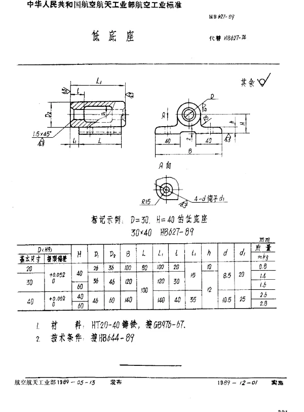 HB 627-1989 低底座