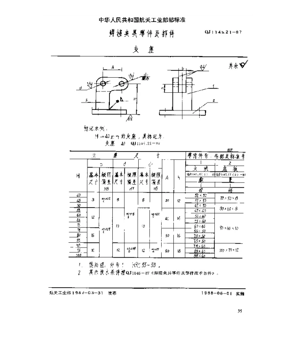 QJ 1145.21-1987 焊接夹具零件及部件 支座