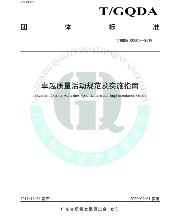 TGQDA 00001-2019 卓越质量活动规范及实施指南