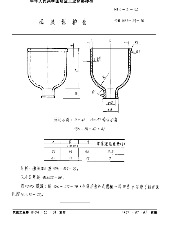 HB 6-31-1983 橡胶保护套