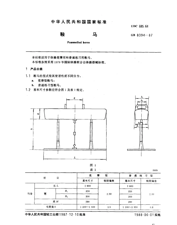 GB 8394-1987 鞍马