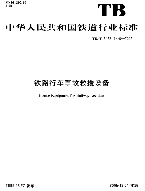 TBT 3123.5-2005 铁路行车事故救援设备.第5部分：液压扶正机具