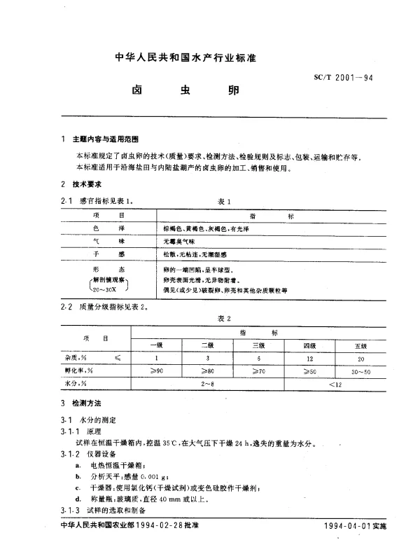 SCT 2001-1994 卤虫卵