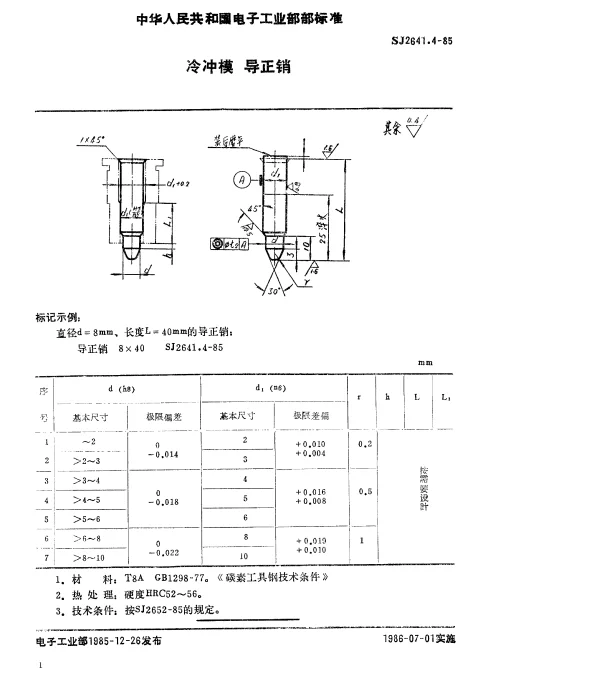 SJ 2641.4-1985 冷冲模.导正销