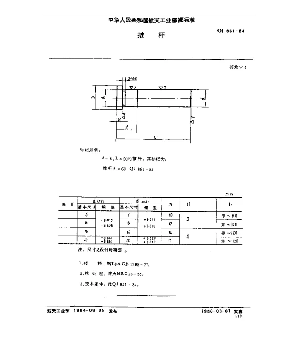 QJ 861-1984 推杆