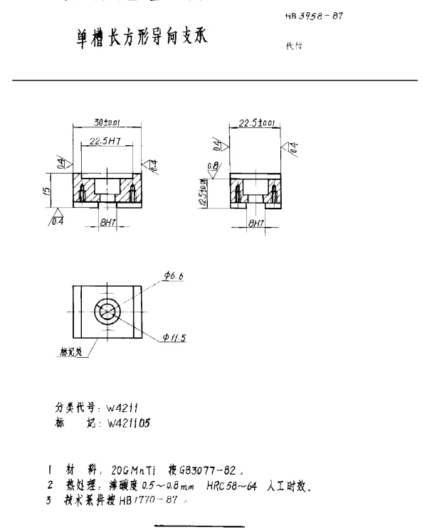 HB 3958-1987 单槽长方形导向支承