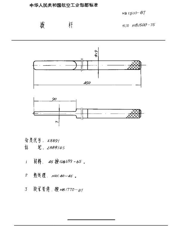 HB 1500-1987 拨杆