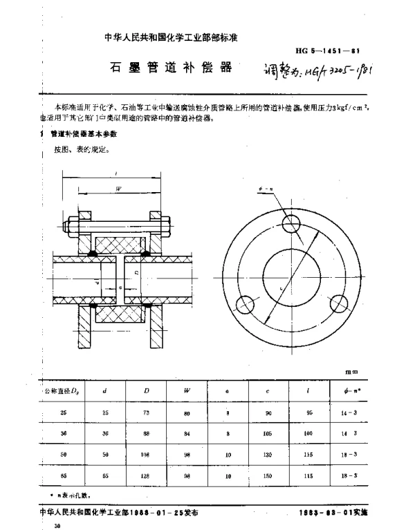 HGT 3205-1981 石墨管道补偿器