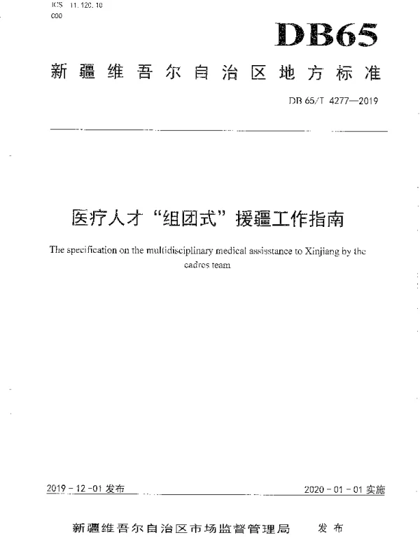 DB65T 4277-2019 医疗人才“组团式”援疆工作指南