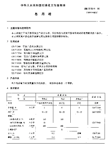 SHT 0014-1990 皂用蜡