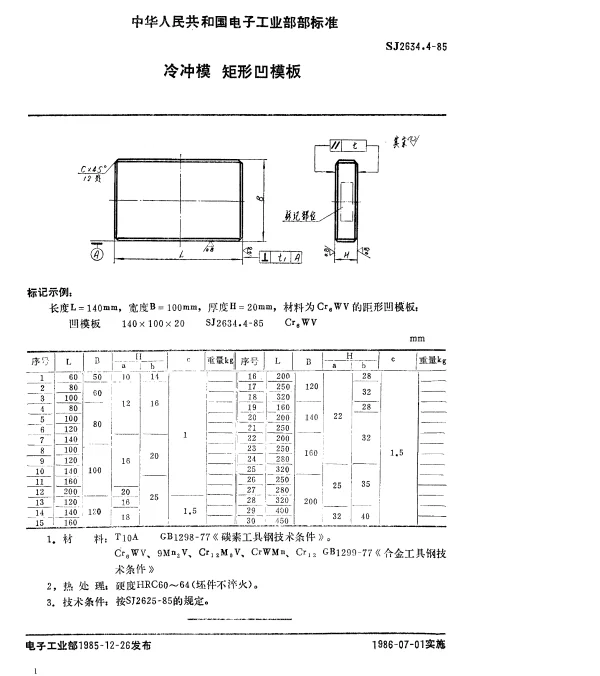 SJ 2634.4-1985 冷冲模.矩形凹模板