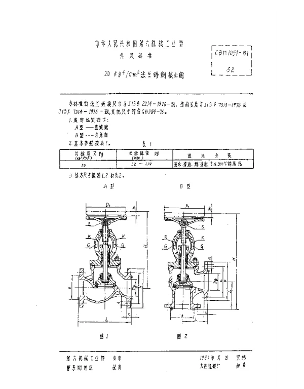 CBM 1051-1981 20kgfcm2法兰铸钢截止阀