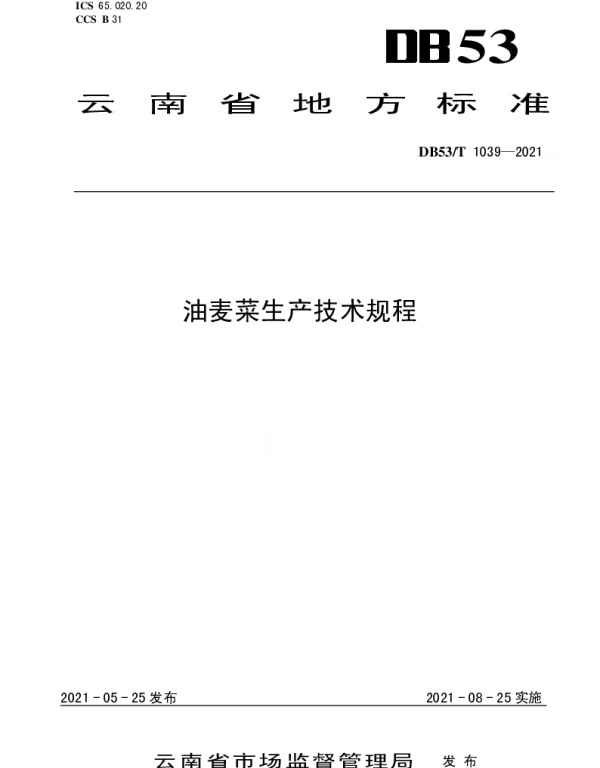 DB53T1039-2021 油麦菜生产技术规程
