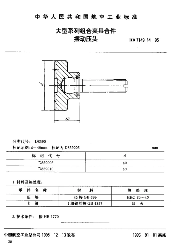 HB 7149.14-1995 大型系列组合夹具合件.摆动压头
