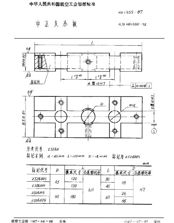 HB 1555-1987 中孔支承板