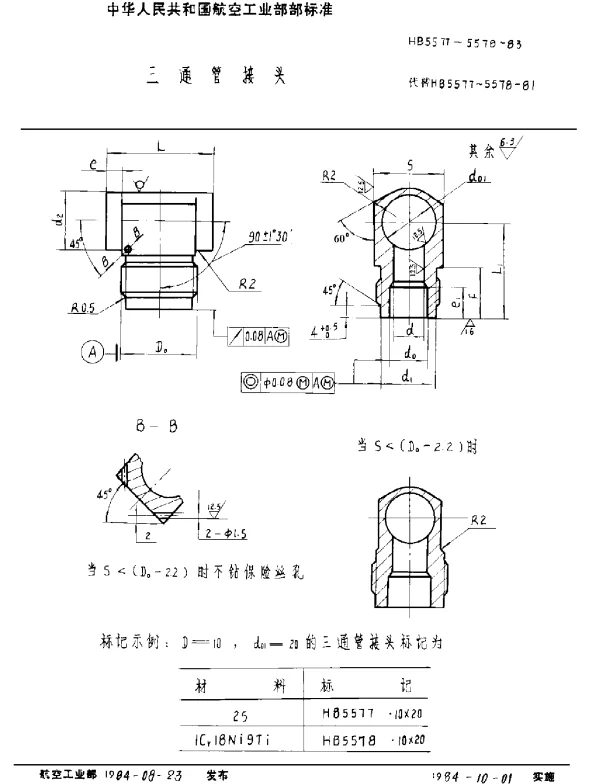 HB 5577~5578-1983 三通管接头