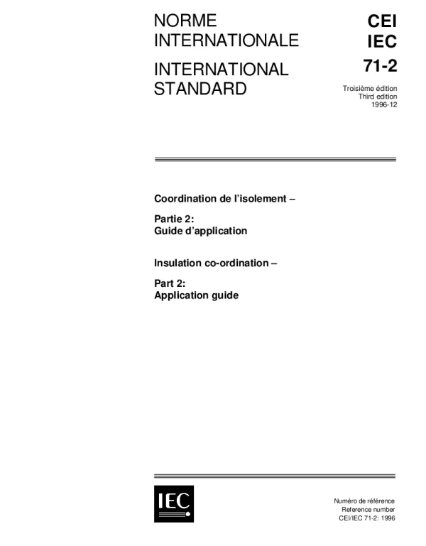 IEC 60071-2-1996 Insulation co-ordination - Part 2 Application guide