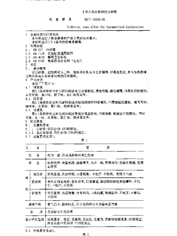 SBT 10020-1992 焦香糖果