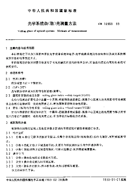 GB 10988-1989 光学系统杂（散）光测量方法