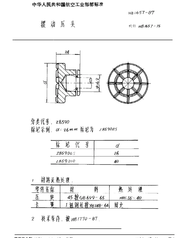 HB 1657-1987 摆动压头