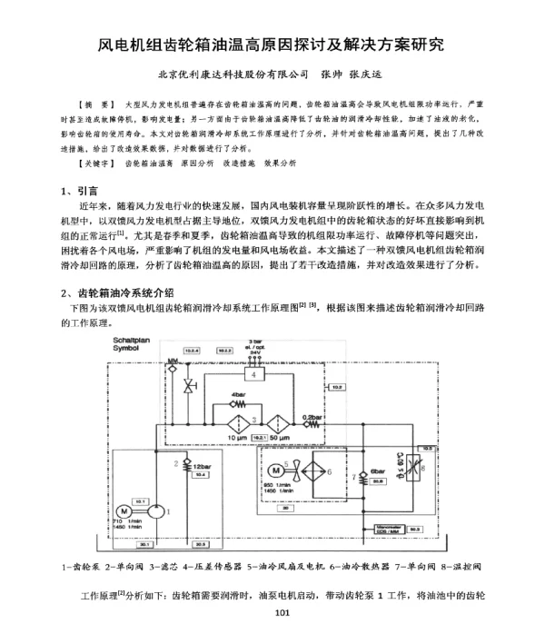 风电机组齿轮箱油温高原因探讨及解决方案研究