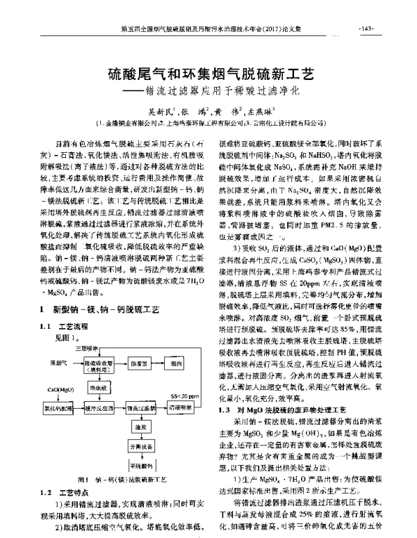 硫酸尾气和环集烟气脱硫新工艺—错流过滤器应用于稀酸过滤净化