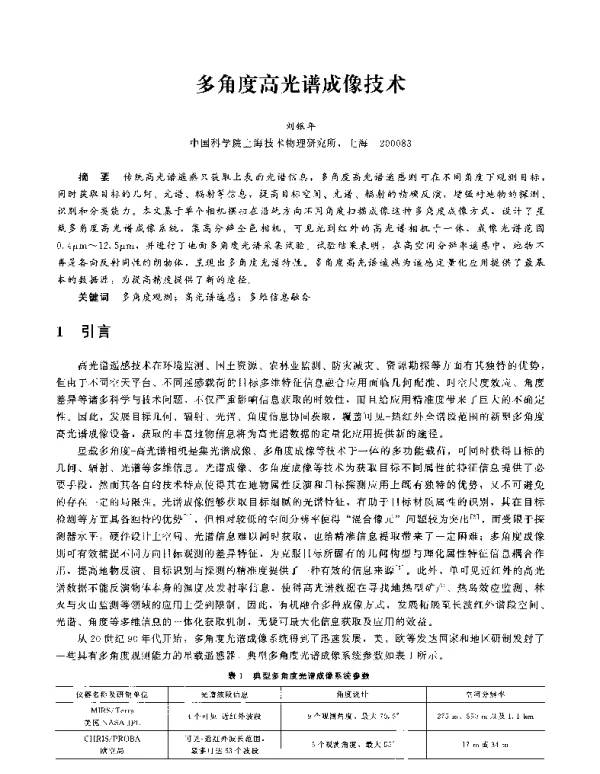 多角度高光谱成像技术