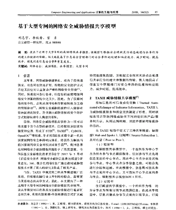 基于大型专网的网络安全威胁情报共享模型