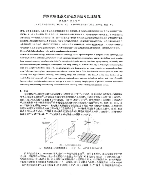 群像素成像激光雷达及其信号处理研究