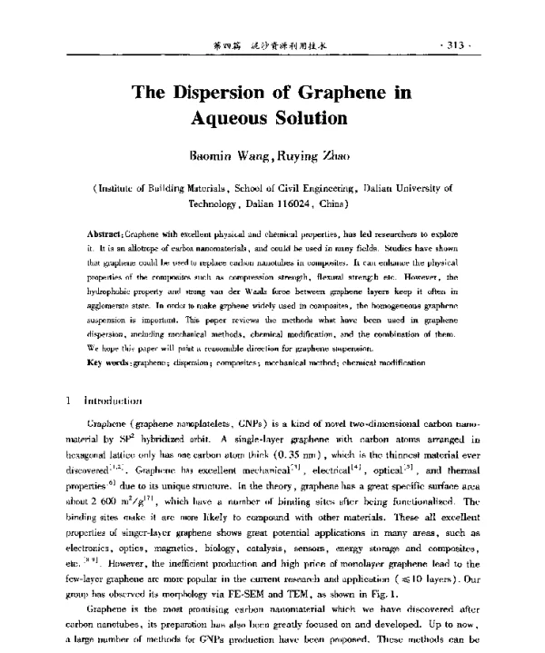 TheDispersionofGrapheneinAqueousSolution