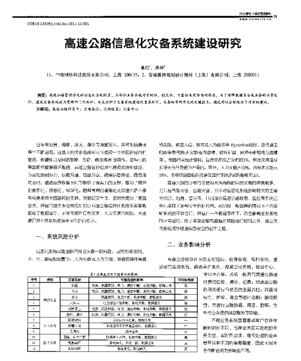高速公路信息化灾备系统建设研究