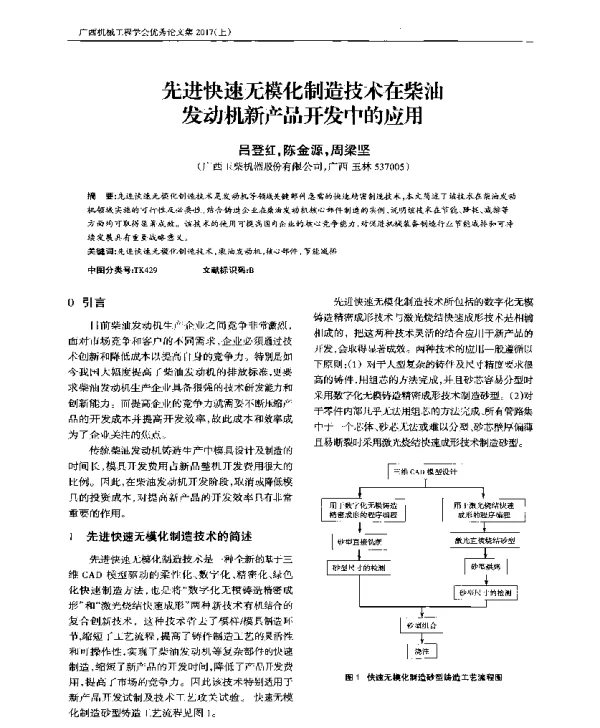 先进快速无模化制造技术在柴油发动机新产品开发中的应用