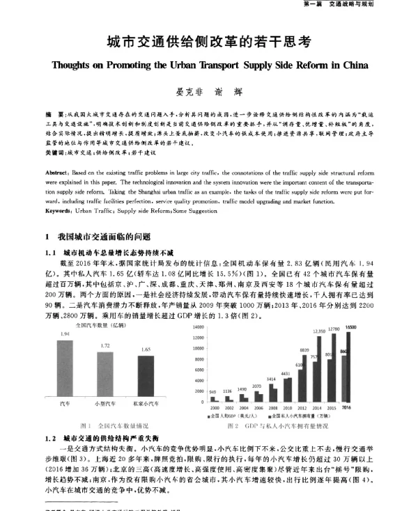 城市交通供给侧改革的若干思考