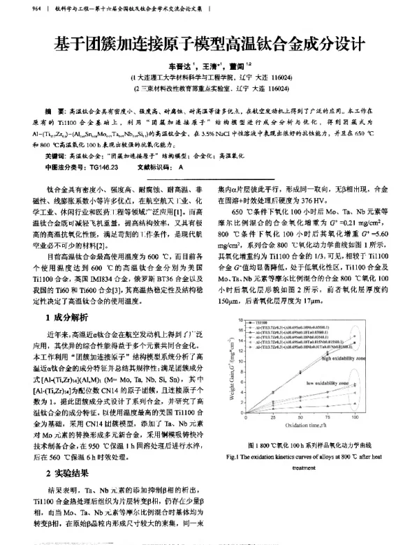 基于团簇加连接原子模型高温钛合金成分设计