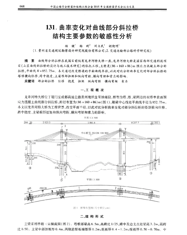 曲率变化对曲线部分斜拉桥结构主要参数的敏感性分析
