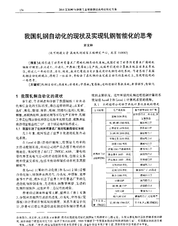 我国轧钢自动化的现状及实现轧钢智能化的思考