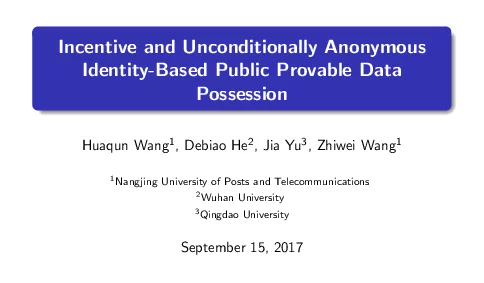 IncentiveandUnconditionallyAnonymousIdentity-BasedPublicProvableDataPossession