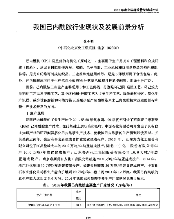 我国己内酰胺行业现状及发展前景分析