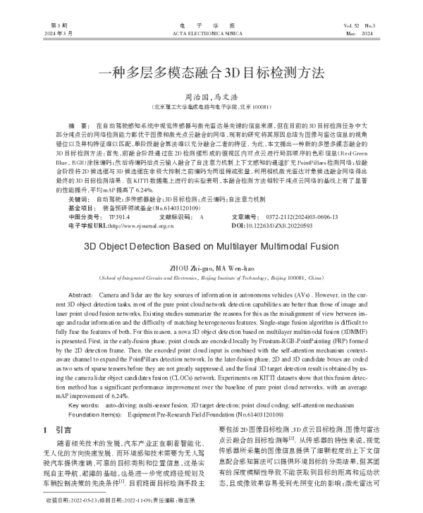 一种多层多模态融合3D目标检测方法