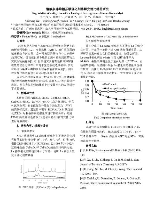 镧掺杂非均相芬顿催化剂降解安替比林的研究
