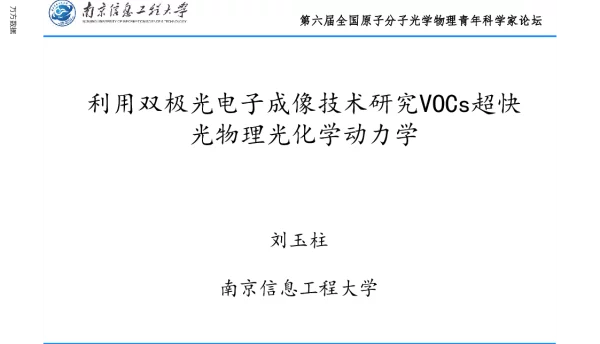 利用双极光电子成像技术研究VOCs超快光物理光化学动力学