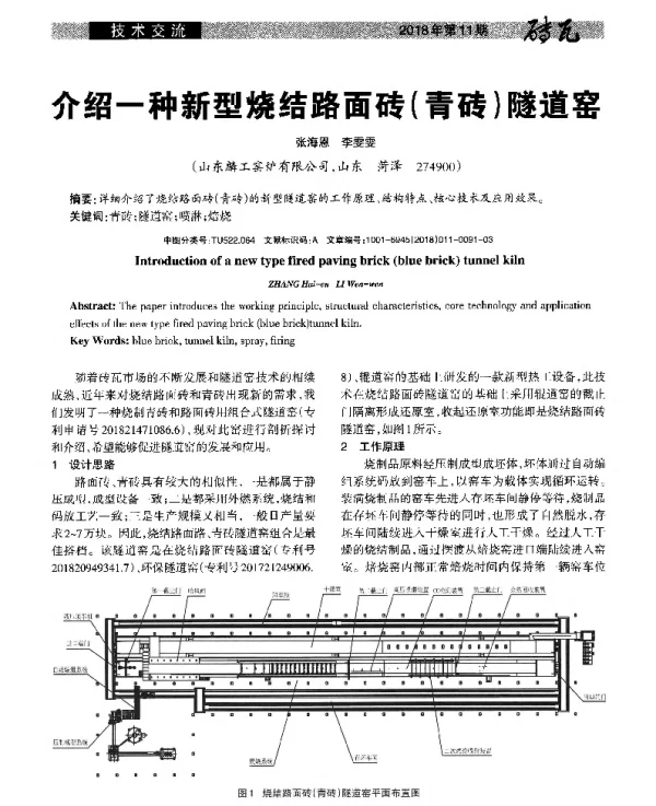 介绍一种新型烧结路面砖(青砖)隧道窑