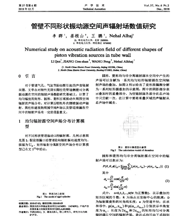 管壁不同形状振动源空间声辐射场数值研究