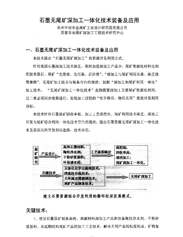 石墨无尾矿深加工一体化技术装备及应用