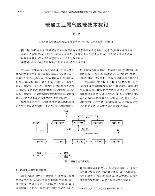硫酸工业尾气脱硫技术探讨