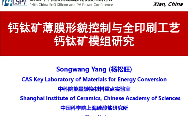 钙钛矿薄膜形貌控制与全印刷工艺钙钛矿模组研究
